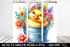 20 Oz Tumbler Sublimation | Colorful Smiling Cute Baby Duck Product Image 2