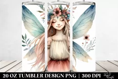 Washed Watercolor Boho Smiling Fairy | 20 oz Tumbler Product Image 2