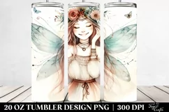 Washed Watercolor Boho Smiling Fairy | 20 oz Tumbler Product Image 2