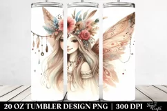 Washed Watercolor Boho Smiling Fairy | 20 oz Tumbler Product Image 2