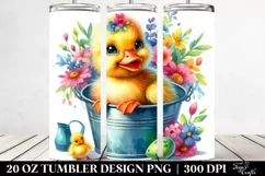 20 Oz Tumbler Sublimation | Colorful Smiling Cute Baby Duck Product Image 2