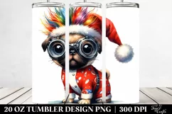 Expressive Baby Pug with Santa Hat, PNG Product Image 2