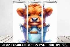 20 Oz Tumbler Sublimation | Vibrant Cute Highland Cow in Product Image 2