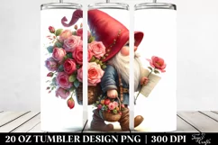 Detailed Gnome with Rose Bouquet and Flowers | 20 Oz Tumbler Product Image 2