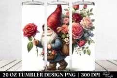 Detailed Gnome with Rose Bouquet and Flowers | 20 Oz Tumbler Product Image 2