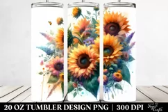 Washed Sunflowers Vibrant Retro | 20 oz Tumbler Product Image 2