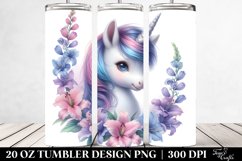 Watercolor Baby Unicorn with Lobelia Frame | 20 Oz Tumbler Product Image 2