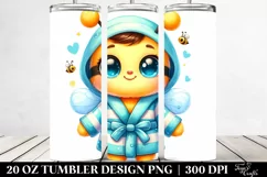 20 Oz Tumbler Sublimation | Smiling Cute Bee in Bath Robe Product Image 2