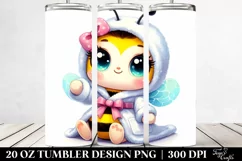 20 Oz Tumbler Sublimation | Smiling Cute Bee in Bath Robe Product Image 2