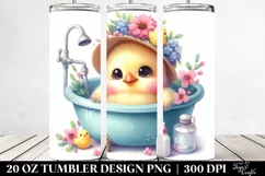 20 Oz Tumbler Sublimation | Smiling Cute Chicken in Bathtub Product Image 2
