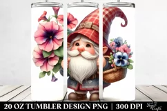 Cute Gnome with Petunia Bouquet | 20 Oz Tumbler Product Image 2