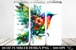 Abstract Vibrant Watercolor Bird | 20 oz Tumbler Product Image 2