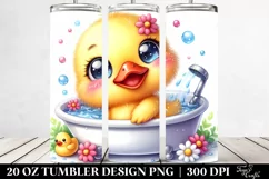 20 Oz Tumbler Sublimation | Smiling Cute Duck in Bathtub Product Image 2