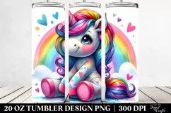 Vibrant Drawing Cute Unicorn | 20 oz Tumbler Product Image 2