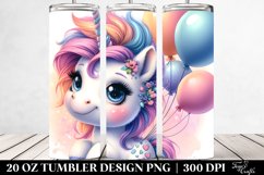 Cute Baby Unicorn with Baloons | 20 Oz Tumbler Product Image 2