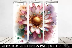 20 Oz Tumbler Sublimation | Glossy Daisy with Golden Product Image 2