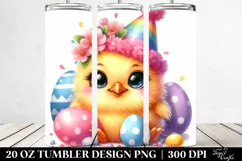 20 Oz Tumbler Sublimation | Smiling Cute Chicken with Party Product Image 2