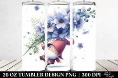 Cute Gnome with Lobelia Stained PNG Product Image 2