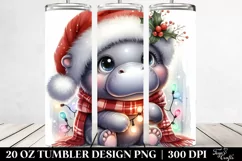 Cute Baby Hippo in Christmas Lights, High-Res 20 Oz Tumbler Product Image 2
