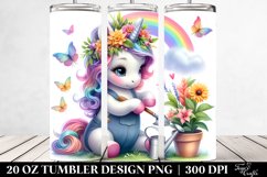 Watercolor Baby Unicorn Gardening | 20 oz Tumbler Product Image 2
