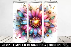Glossy Daisy Heart Tumbler | 20 oz Tumbler Product Image 2
