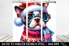 Boston Terrier with Santa Hat and Sky Goggles PNG Product Image 2