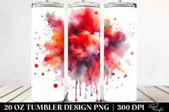 Colorful Redish Watercolor Splash with Drips | 20 Oz Tumbler Product Image 2