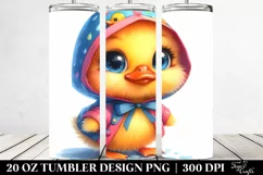 20 Oz Tumbler Sublimation | Smiling Cute Duck with Rain Product Image 2