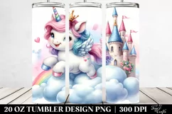 Pastel Baby Unicorn Bouncing on Cloud Puff | 20 Oz Tumbler Product Image 2