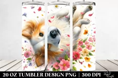 Dog Tumbling with Spring Petals | 20 Oz Tumbler Product Image 2