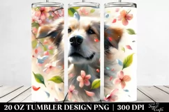 Dog Tumbling with Spring Petals | 20 Oz Tumbler Product Image 2