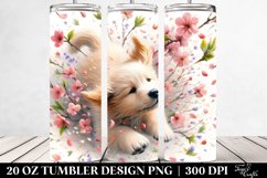 Dog Tumbling with Spring Petals | 20 Oz Tumbler Product Image 2