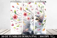 Cat Tumbling with Spring Petals | 20 Oz Tumbler Product Image 2