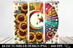 Retro Colorful Half Moon with Stars and Sunflowers | 20 oz Product Image 2