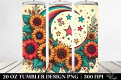 Retro Colorful Half Moon with Stars and Sunflowers | 20 oz Product Image 2
