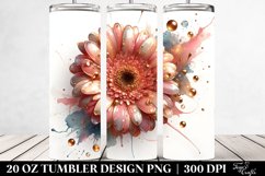 20 Oz Tumbler Sublimation | Glossy Gerbera with Golden Product Image 2