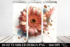 20 Oz Tumbler Sublimation | Glossy Gerbera with Golden Product Image 2
