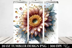 20 Oz Tumbler Sublimation | Glossy Gerbera with Golden Product Image 2