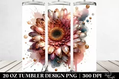 20 Oz Tumbler Sublimation | Glossy Gerbera with Golden Product Image 2