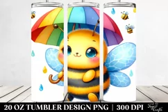 Vibrant Baby Bee with Umbrella | 20 Oz Tumbler Product Image 2