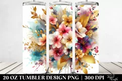 Colorful Abstract Bouquet with Gold Foil | 20 Oz Tumbler Product Image 2