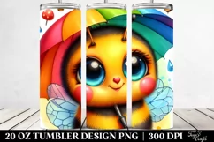 Vibrant Baby Bee with Umbrella | 20 Oz Tumbler Product Image 2
