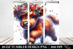 Cute Baby Highland Cow Running | 20 oz Tumbler Product Image 2