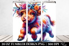 Cute Baby Highland Cow Running | 20 oz Tumbler Product Image 2