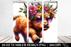 Cute Baby Highland Cow Running | 20 oz Tumbler Product Image 2
