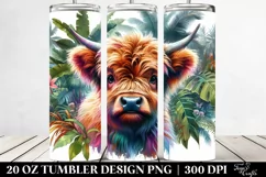 Colorful Baby Highland Cow with Jungle Background. 20 oz Product Image 2