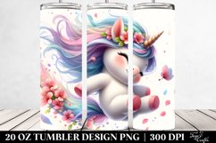 20 Oz Tumbler Sublimation | Cute Baby Unicorn Tumbling with Product Image 1