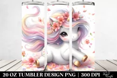 Cute Baby Unicorn Tumbling with Spring Petals | 20 oz Product Image 2