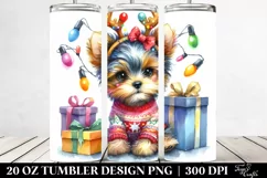 Expressive Watercolor Yorkipoo with Santa Hat PNG Product Image 2