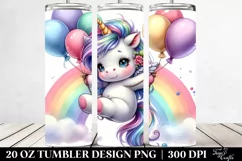 Pastel Unicorn Swinging on Rainbow | 20 Oz Tumbler Product Image 2